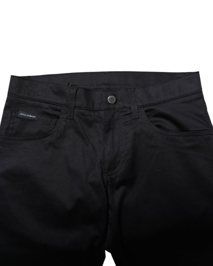 Dolce & Gabbana Black Cotton Skinny Mid Waist Pants