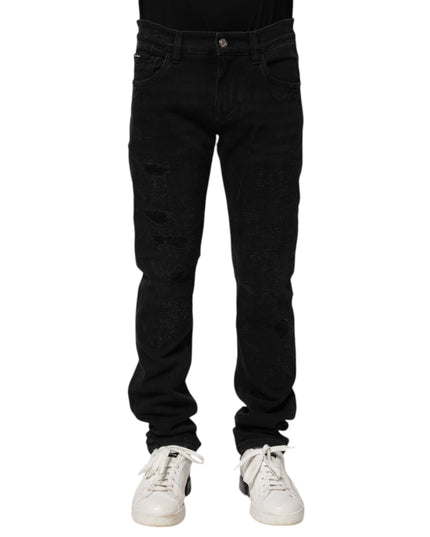 Dolce & Gabbana Black Cotton Skinny Men Denim Jeans