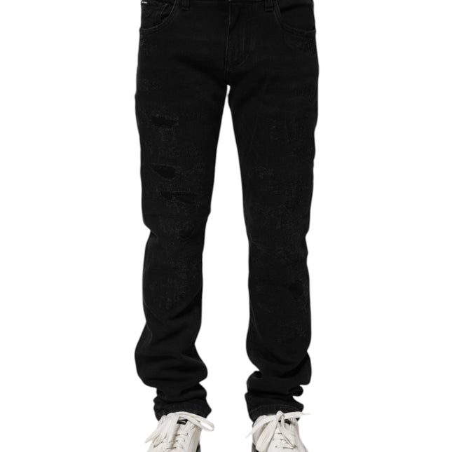 Dolce & Gabbana Black Cotton Skinny Men Denim Jeans