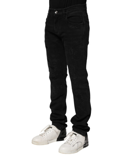 Dolce & Gabbana Black Cotton Skinny Men Denim Jeans