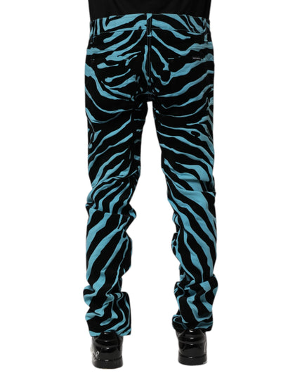 Dolce & Gabbana Blue Black Stripes Skinny Denim Jeans