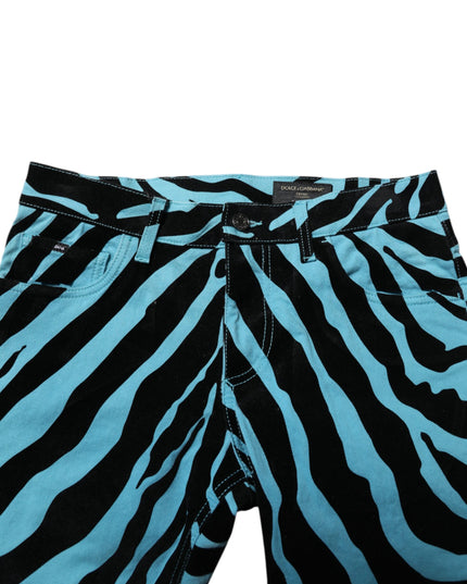 Dolce & Gabbana Blue Black Stripes Skinny Denim Jeans