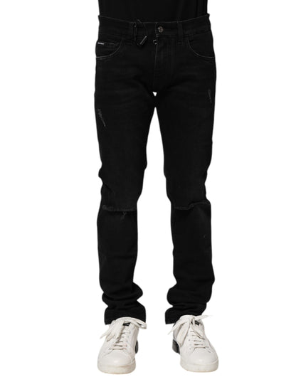 Dolce & Gabbana Black Cotton Skinny Men Denim Jeans
