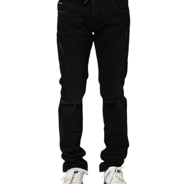 Dolce & Gabbana Black Cotton Skinny Men Denim Jeans