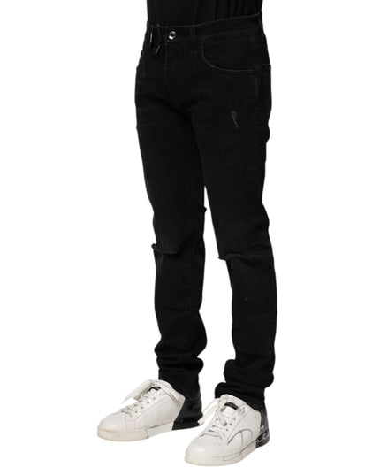Dolce & Gabbana Black Cotton Skinny Men Denim Jeans
