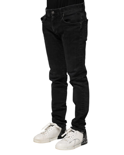 Dolce & Gabbana Black Cotton Skinny Men Denim Jeans