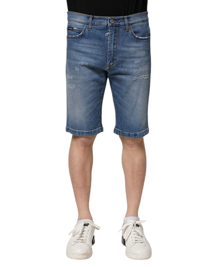 Dolce & Gabbana Blue Cotton Stretch Men Denim Bermuda Shorts