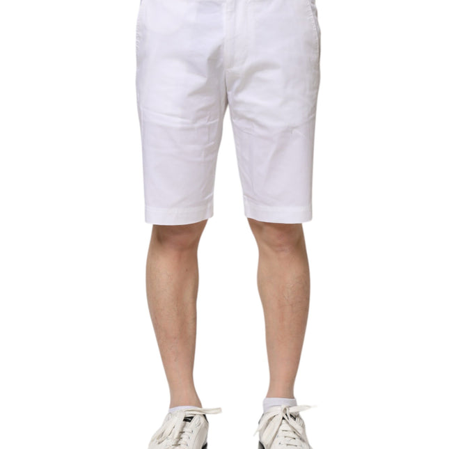 Dolce & Gabbana White Cotton Stretch Men Denim Bermuda Shorts