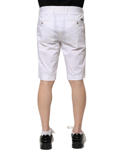 Dolce & Gabbana White Cotton Stretch Men Denim Bermuda Shorts