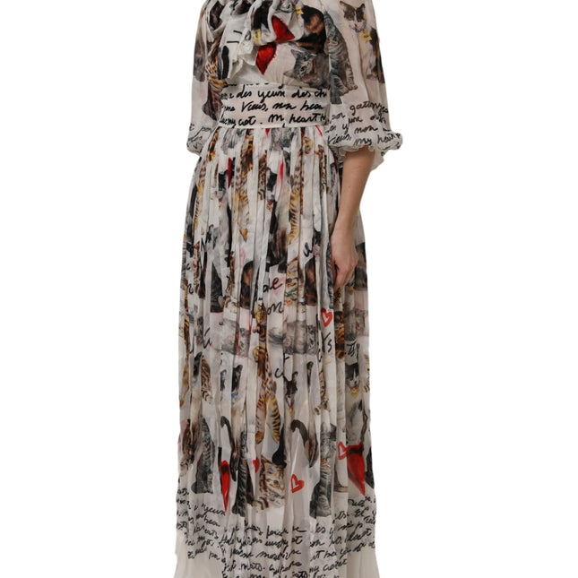 Dolce & Gabbana Multicolor Animal Print Silk Ascot Maxi Dress