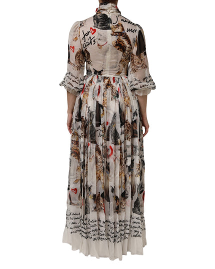 Dolce & Gabbana Multicolor Animal Print Silk Ascot Maxi Dress