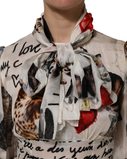 Dolce & Gabbana Multicolor Animal Print Silk Ascot Maxi Dress