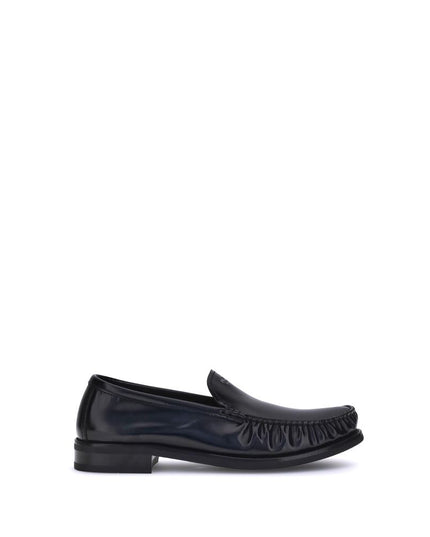 Prada Black Calf Leather Bos Taurus Slip-On Loafers