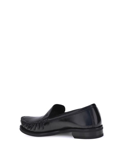 Prada Black Calf Leather Bos Taurus Slip-On Loafers