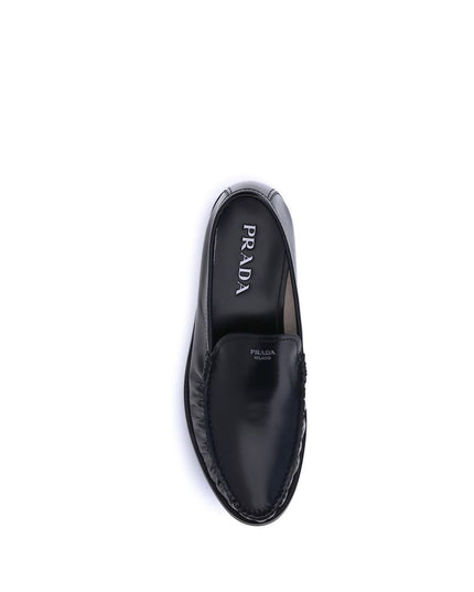 Prada Black Calf Leather Bos Taurus Slip-On Loafers