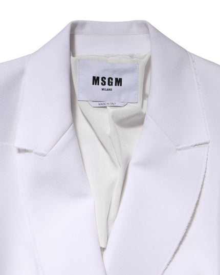 MSGM White Polyester Long Sleeves Ruffled Wrap Jacket