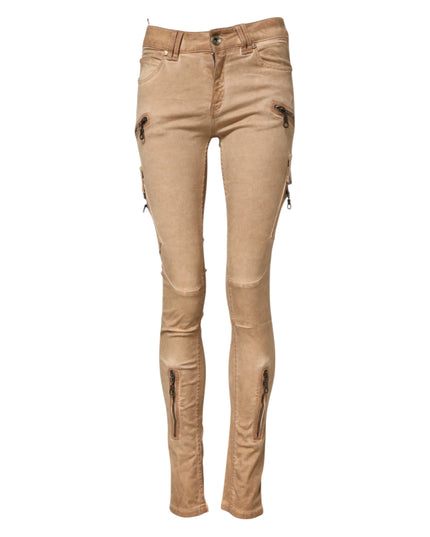 PLEIN SUD Brown Cotton Mid Waist Skinny Denim Jeans