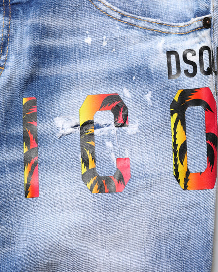 Dsquared² Blue Washed Cotton Mid Waist Skinny Denim Jeans