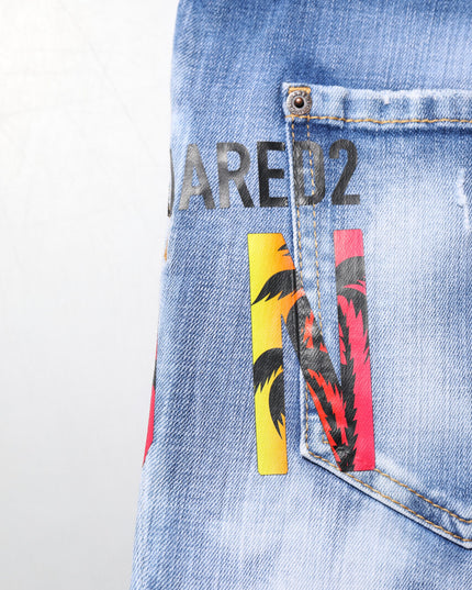 Dsquared² Blue Washed Cotton Mid Waist Skinny Denim Jeans