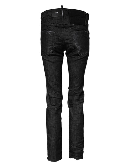 Dsquared² Black Washed Cotton Mid Waist Skinny Jeans