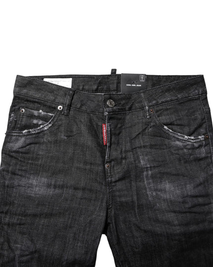 Dsquared² Black Washed Cotton Mid Waist Skinny Jeans