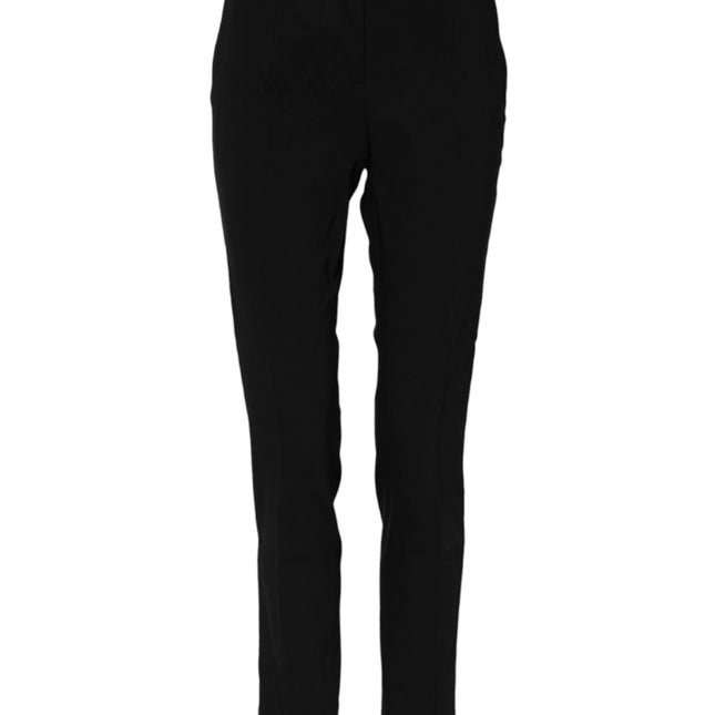 Dolce & Gabbana Black Wool Mid Waisted Tapered Dress Pants