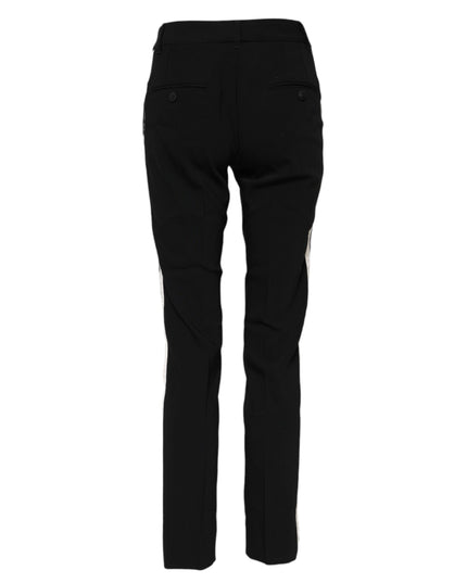 Dolce & Gabbana Black Wool Mid Waisted Tapered Dress Pants