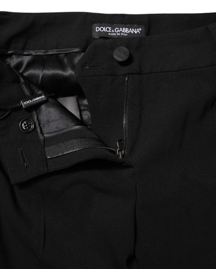 Dolce & Gabbana Black Wool Mid Waisted Tapered Dress Pants
