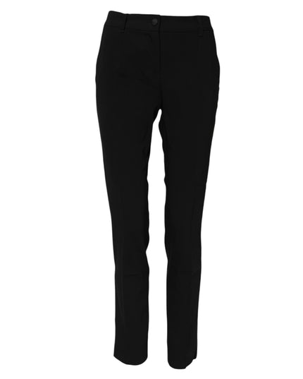 Dolce & Gabbana Black Wool Mid Waisted Tapered Dress Pants