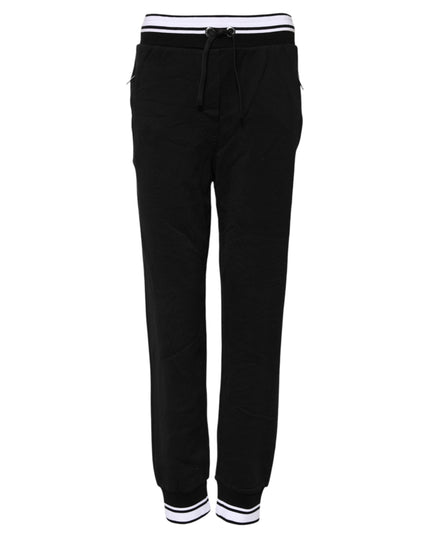 Dolce & Gabbana Black Cotton Mid Waist Jogger Pants