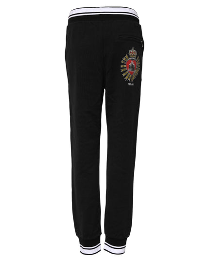 Dolce & Gabbana Black Cotton Mid Waist Jogger Pants
