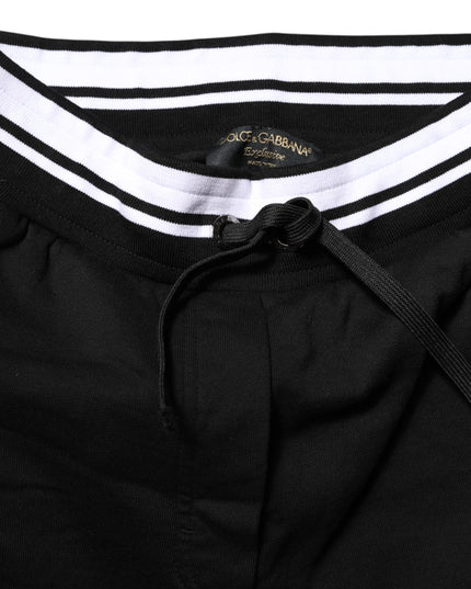 Dolce & Gabbana Black Cotton Mid Waist Jogger Pants