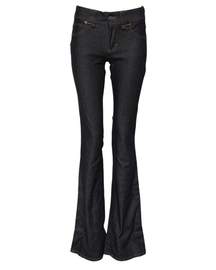 John Galliano Blue Mid Waist Cotton Wide Leg Denim Jeans