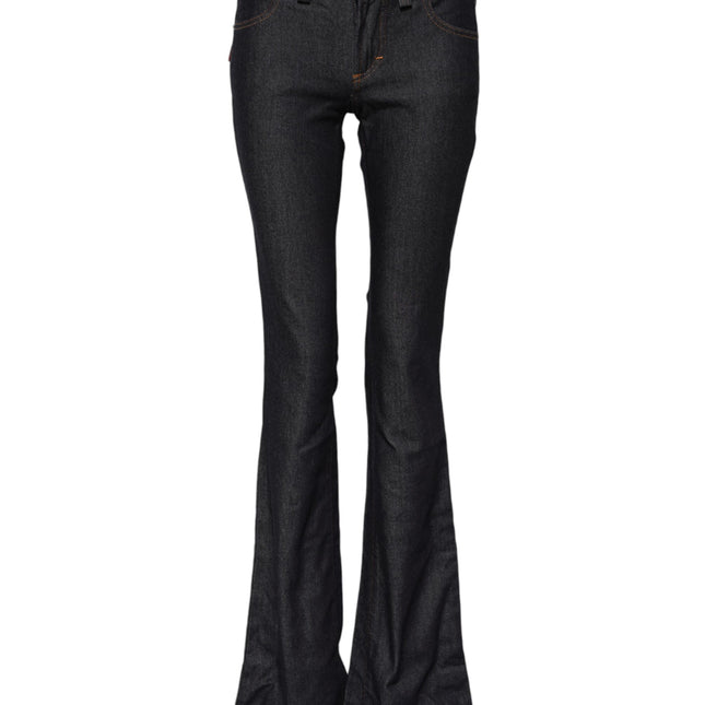 John Galliano Blue Mid Waist Cotton Wide Leg Denim Jeans