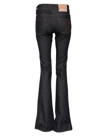 John Galliano Blue Mid Waist Cotton Wide Leg Denim Jeans
