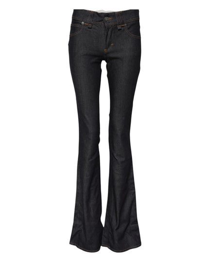 John Galliano Blue Mid Waist Cotton Wide Leg Denim Jeans