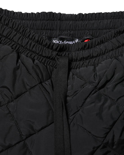 Dolce & Gabbana Black Quilted Mid Waist Jogger Pants
