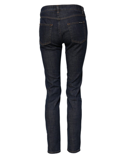 Dolce & Gabbana Blue Skinny Cotton Mid Waisted Denim Jeans