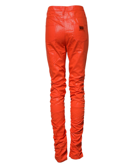 Dolce & Gabbana Orange Cotton High Waisted Denim Jeans