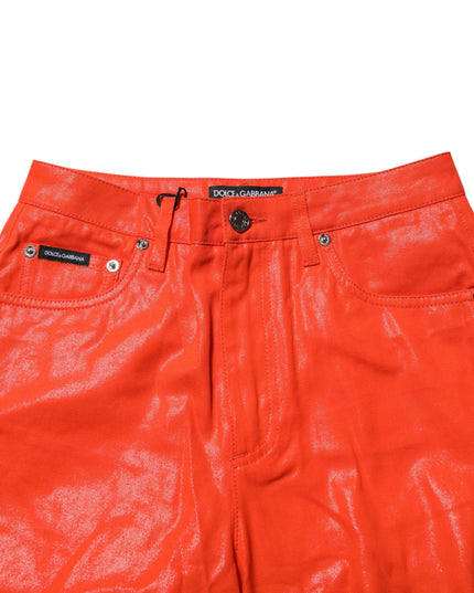 Dolce & Gabbana Orange Cotton High Waisted Denim Jeans