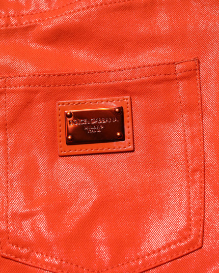 Dolce & Gabbana Orange Cotton High Waisted Denim Jeans