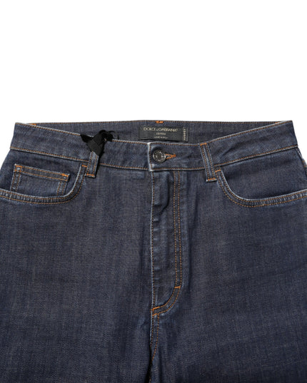 Dolce & Gabbana Blue Queen Patch AUDREY Mid Waist Denim Jeans