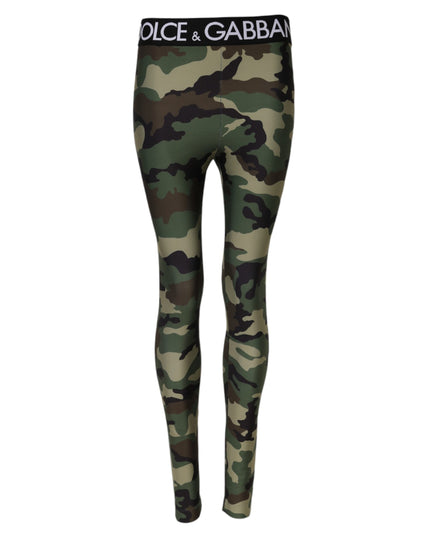 Dolce & Gabbana Multicolor Camouflage DG Waist Leggings Pants