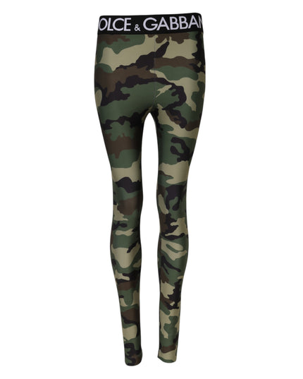 Dolce & Gabbana Multicolor Camouflage DG Waist Leggings Pants