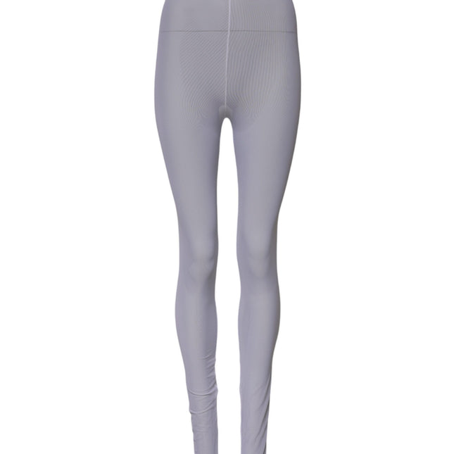 Dolce & Gabbana Gray Nylon DG Logo Mid Waisted Leggings Pants