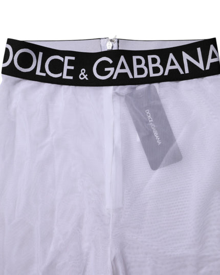 Dolce & Gabbana Gray Nylon DG Logo Mid Waisted Leggings Pants