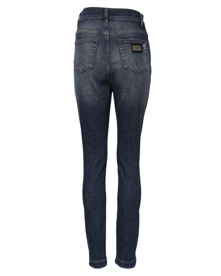 Dolce & Gabbana Blue Washed Cotton High Waisted Denim Jeans