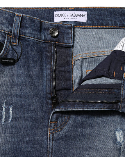 Dolce & Gabbana Blue Washed Cotton High Waisted Denim Jeans