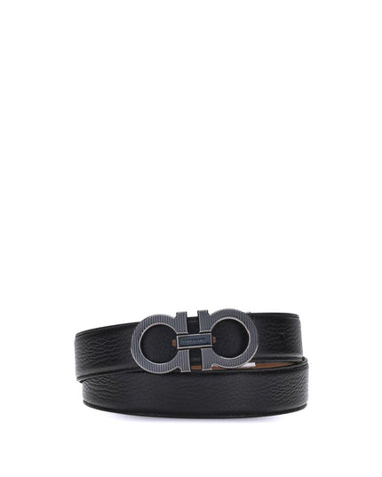 Ferragamo Black Calf Leather Bos Taurus Regular Belt