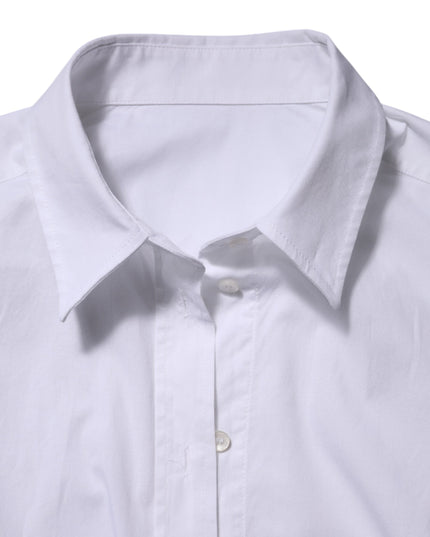 Dolce & Gabbana White Cotton Long Sleeves Collared Top Shirt